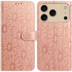 Mobigear Flowers iPhone 17 Pro Hülle Klapphülle Geldbörse - Roségold