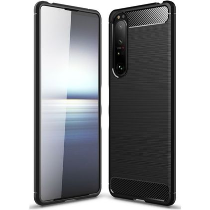 Mobigear Brushed Slim Sony Xperia 1 III TPU (flexibel) Backcover - Schwarz