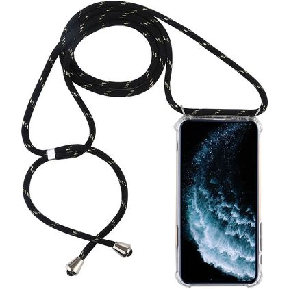 Mobigear Lanyard iPhone 11 Pro Max TPU (flexibel) Handykette - Transparent / Schwarz
