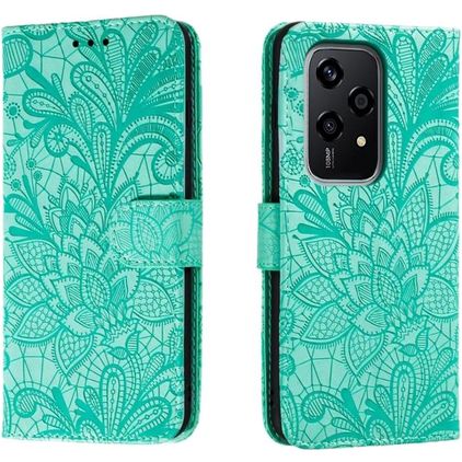 Mobigear Flowers HONOR 200 Lite Hülle Klapphülle Geldbörse - Grün