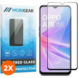 Mobigear Premium OPPO A78 Panzerglas Gehärtetes Glas Displayschutz - Hüllenfreundlich - Schwarz (2er Pack)