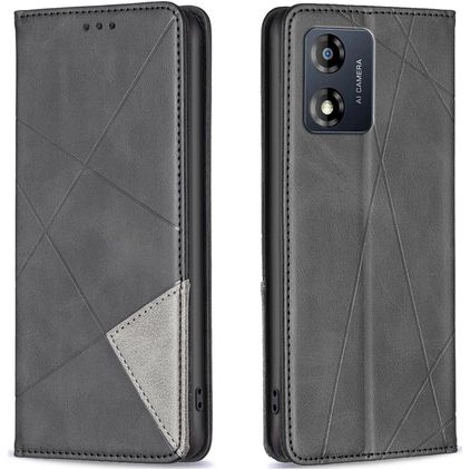 Mobigear Rhombus Slim Motorola Moto E13 Hülle Klapphülle - Schwarz
