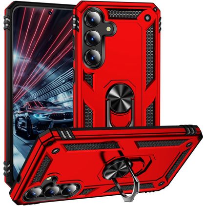 Mobigear Armor ring Samsung Galaxy S25 FE Hardcase Backcover Shockproof mit Ringhalter - Rot