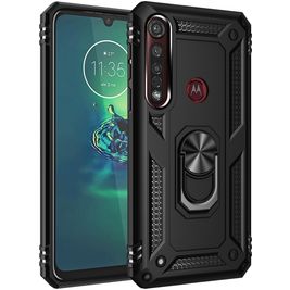Mobigear Armor Ring Motorola Moto G8 Plus Hülle Hardcase Backcover Stoßfest mit Ringhalter - Schwarz
