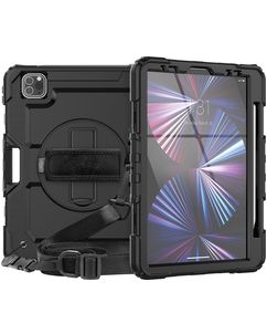 Mobigear SureGrip Xtreme iPad Air 11 Zoll (2026) Hülle Kunststoff / Silikon Backcover + Stylus-Halter + Schultergurt + Ständer - Schwarz