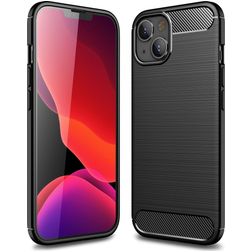 Mobigear Brushed Slim iPhone 14 Hülle Flexibles TPU Backcover - Schwarz