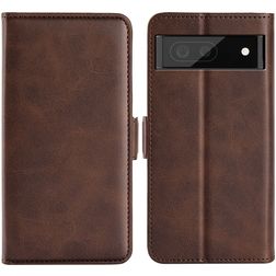Mobigear Slim Magnet Google Pixel 6a Hülle Klapphülle Geldbörse - Braun
