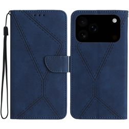 Mobigear Stitch iPhone 17 Pro Hülle Klapphülle Geldbörse - Blau