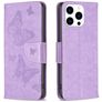Mobigear Butterfly iPhone 15 Pro Hülle Klapphülle Geldbörse - Lila