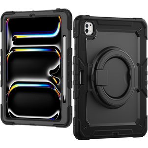 Mobilize Rotating Defender iPad Pro 13 Zoll (2024) Hülle Kunststoff,Silikon Backcover + Schulterträger + Ständer - Schwarz