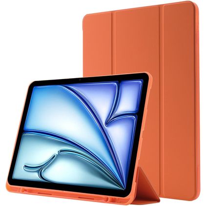 Mobigear Tri-Fold Gel iPad Air 11 Zoll (2026) Hülle TPU,Kunstleder Klapphülle + Stifthalter - Orange