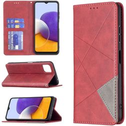 Mobigear Rhombus Slim Samsung Galaxy A22 5G Hülle Klapphülle - Rot