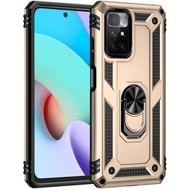 Mobigear Armor Ring Xiaomi Redmi 10 4G Hülle Hardcase Backcover Stoßfest mit Ringhalter - Gold