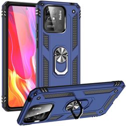 Mobigear Armor Ring Xiaomi Redmi 10C Hülle Hardcase Backcover Stoßfest mit Ringhalter - Blau