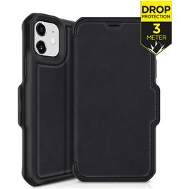 ITSkins HybridFolio iPhone 12 Mini Hülle Echtes Leder Klapphülle - Schwarz