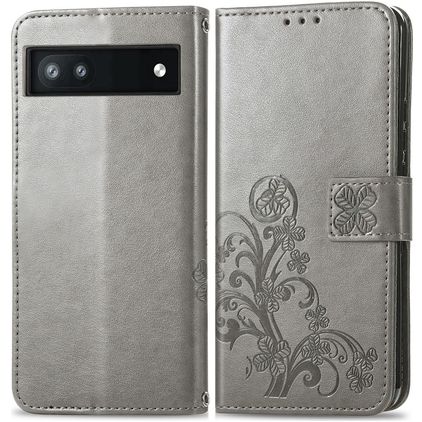 Mobigear Clover Google Pixel 6a Klapphülle Portemonnaie - Grau