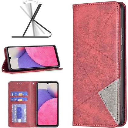Mobigear Rhombus Slim Samsung Galaxy A33 Hülle Klapphülle - Rot
