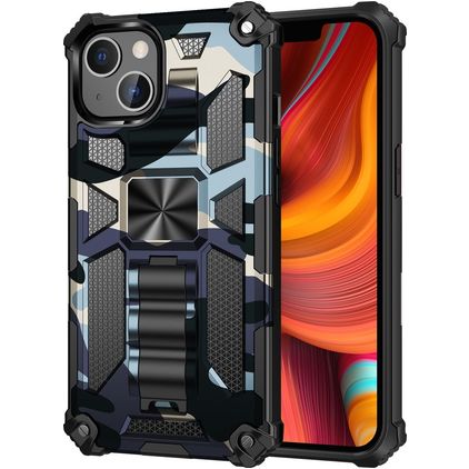 Mobigear Armor Stand iPhone 13 Hülle Hardcase Backcover Stoßfest mit Ständer - Marineblau