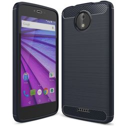 Mobigear Brushed Slim Motorola Moto C Plus Hülle Flexibles TPU Backcover - Marineblau
