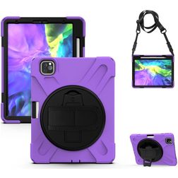Mobigear SureGrip XGuard iPad Pro 11 Zoll (2021) Hülle Kunststoff,Silikon Backcover + Stifthalter + Schulterträger + Ständer - Schwarz / Lila