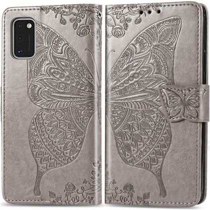 Mobigear Butterfly Samsung Galaxy A41 Hülle Klapphülle Geldbörse - Grau