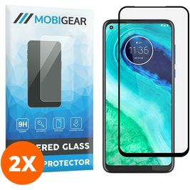 Mobigear Premium Motorola Moto G8 Panzerglas Gehärtetes Glas Displayschutz - Hüllenfreundlich - Schwarz (2er Pack)