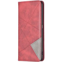 Mobigear Rhombus Slim OPPO A76 Hülle Klapphülle - Rot