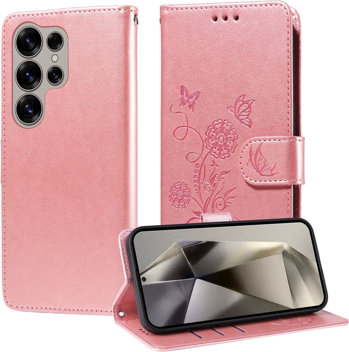 Mobigear Flowers Samsung Galaxy S25 Ultra Hlle Klapphlle Geldbrse -  Rosgold 11-8498690 - huellendirekt.de
