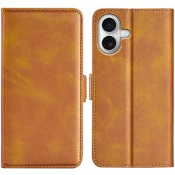 Mobigear Slim Magnet iPhone 17 Hülle Klapphülle Geldbörse - Cognac