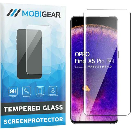 Mobigear Premium OPPO Find X5 Panzerglas Gehärtetes Glas Displayschutz - Hüllenfreundlich - Schwarz