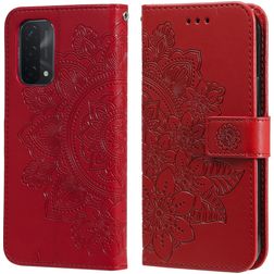 Mobigear Flowers OPPO A74 5G Hülle Klapphülle Geldbörse - Rot