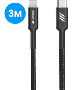 Mobigear Nylon USB-C auf Apple Lightning Kabel MFI 3 m - Schwarz