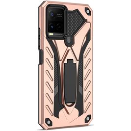 Mobigear Armor Stand Vivo Y21s Hülle Hardcase Backcover Stoßfest mit Ständer - Roségold