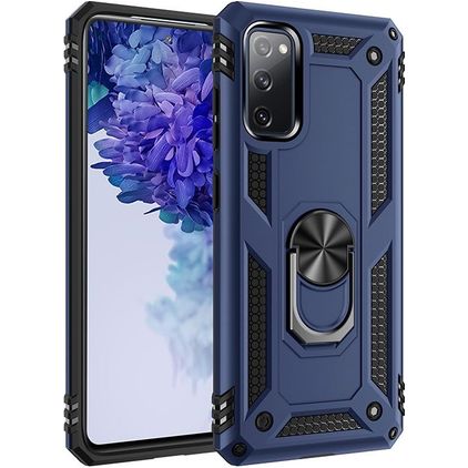 Mobigear Armor Ring Samsung Galaxy S20 FE Hülle Hardcase Backcover Stoßfest mit Ringhalter - Blau