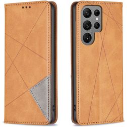 Mobigear Rhombus Slim Samsung Galaxy S25 Ultra Hülle Klapphülle - Cognac