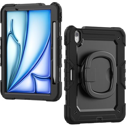 Mobilize Rotating Defender iPad Air 11 Zoll (2024) Hülle Kunststoff,Silikon Backcover + Schulterträger + Ständer - Schwarz