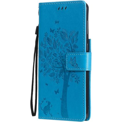 Mobigear Tree Samsung Galaxy S21 Hülle Klapphülle Geldbörse - Blau