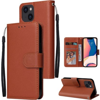 Mobigear Wallet iPhone 14 Hülle Klapphülle Geldbörse - Braun