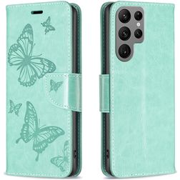 Mobigear Butterfly Samsung Galaxy S24 Ultra Hülle Klapphülle Geldbörse - Grün