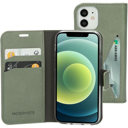 Mobiparts Classic Wallet iPhone 12 Mini Hülle Klapphülle Geldbörse - Stone Green