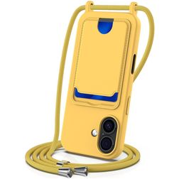Mobigear Lanyard Card iPhone 17 Silikon Handykette mit Kartenfach - Gelb