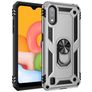Mobigear Armor Ring Samsung Galaxy A01 Hülle Hardcase Backcover Stoßfest mit Ringhalter - Silber