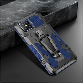 Mobigear Armor Stand iPhone 12 Pro Max Hülle Hardcase Backcover Stoßfest mit Ständer - Schwarz / Blau