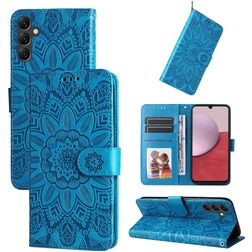 Mobigear Sunflower Samsung Galaxy A14 Hülle Klapphülle Geldbörse - Blau
