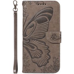 Mobigear Butterfly Samsung Galaxy S25 Plus Hülle Klapphülle Geldbörse - Grau