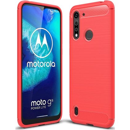 Mobigear Brushed Slim Motorola Moto G8 Power Lite Hülle Flexibles TPU Backcover - Rot