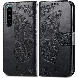 Mobigear Butterfly Sony Xperia 5 IV Hülle Klapphülle Geldbörse - Schwarz