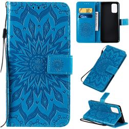 Mobigear Sunflower Samsung Galaxy S20 Plus Hülle Klapphülle Geldbörse - Blau