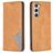 Mobigear Rhombus Slim Samsung Galaxy S25 Hülle Klapphülle - Cognac