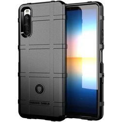 Mobigear Rugged Shield Sony Xperia 10 III Hülle Flexibles TPU Backcover Stoßfest - Schwarz